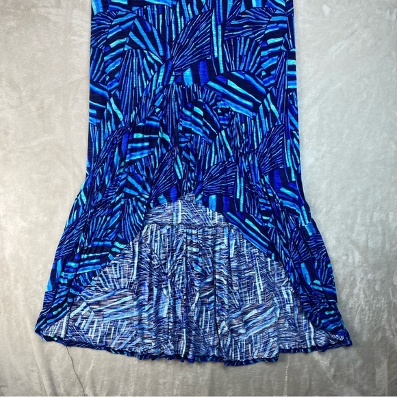 Rafaella Woman’s XL Maxi Dress Blue, Green & Black Tropical Print High Low - Picture 9 of 9